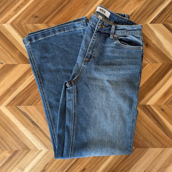 Misa Los Angeles Denim - Mica Los Angeles Wide Leg Jeans High Rise Denim Blue Size 27